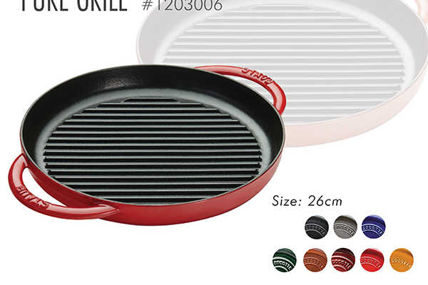 Chảo gang nướng Staub 26 cm - Màu đỏ cherry