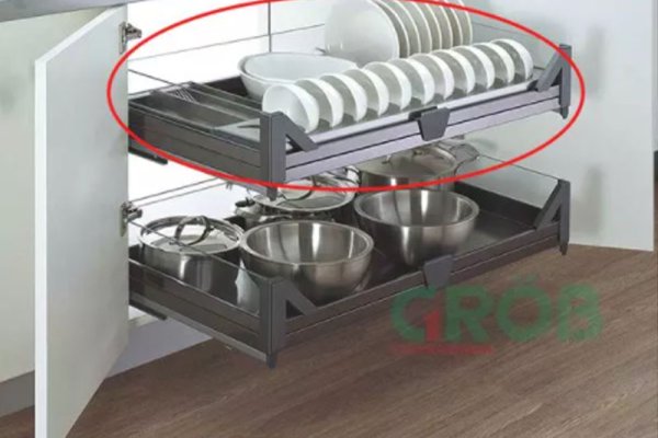 Giá để bát đĩa inox hộp âm tủ 800 Grob PHF - 80A