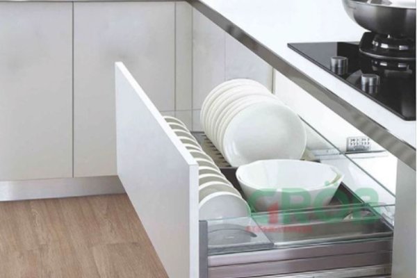 Giá để bát đĩa inox hộp vách kính gắn cánh tủ 700 Grob PHF - 71