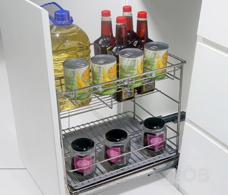 Kệ để dao thớt inox 304 nan tròn âm tủ 200 Grob CS304-20AT