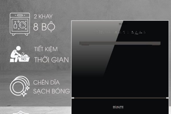 Máy Rửa Chén Mini 8 Bộ Ecalite EDW-UF6080BL / Sấy Khí Tươi 72h