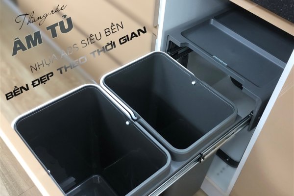 Thùng rác âm tủ, gắn cánh Double Dustbin Ecalite EKA-MT20L
