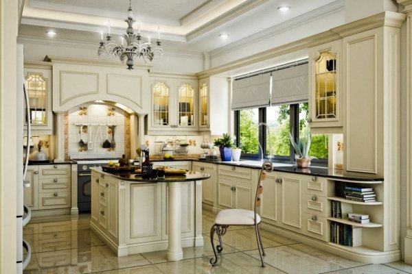 Tủ bếp bán cổ điển mẫu mới 24