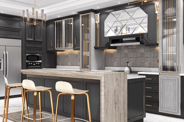Tủ bếp bán cổ điển mẫu mới 25