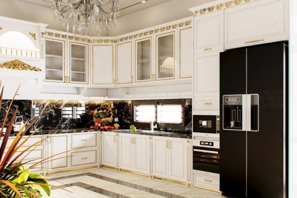 Tủ bếp bán cổ điển mẫu mới 45