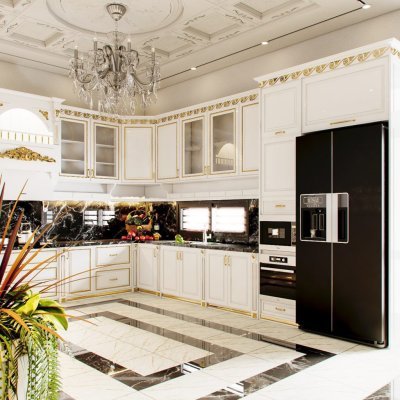 Tủ bếp bán cổ điển mẫu mới 70