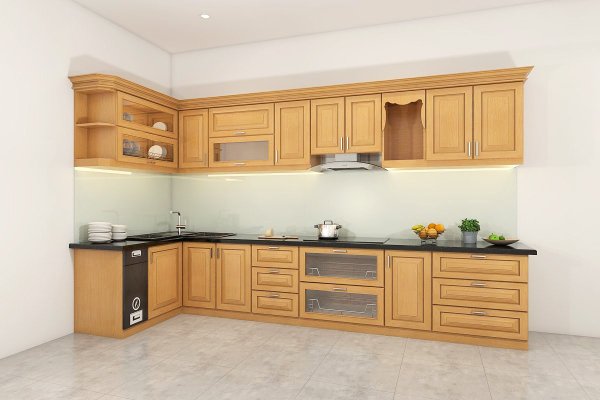 Tủ bếp gỗ sồi Nga mẫu mới 2
