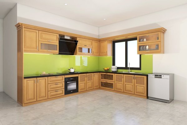 Tủ bếp gỗ sồi Nga mẫu mới 4