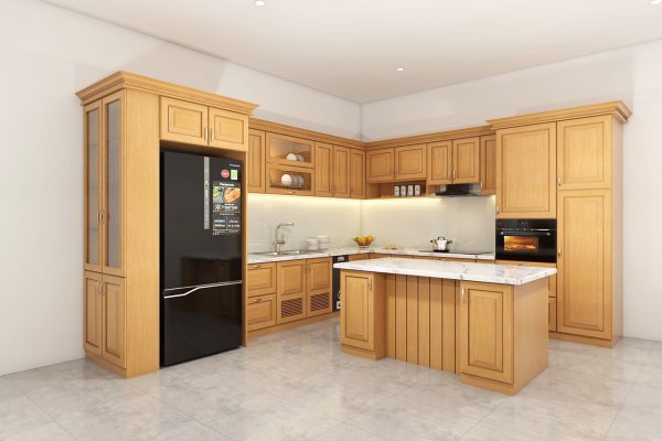 Tủ bếp gỗ sồi Nga mẫu mới 5