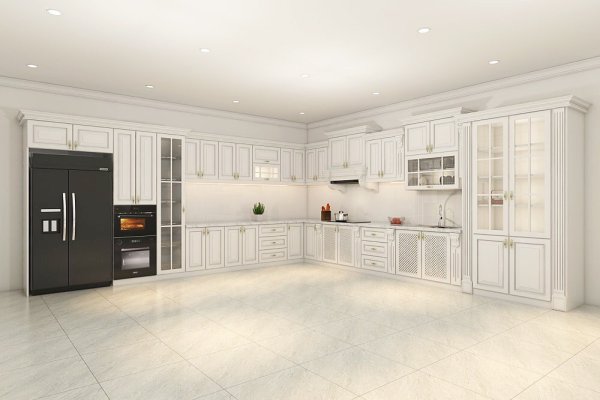 Tủ bếp gỗ sồi Nga mẫu mới 6
