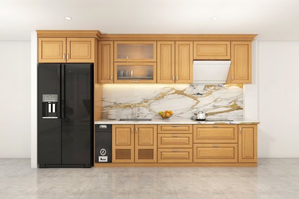 Tủ bếp gỗ sồi Nga mẫu mới 10