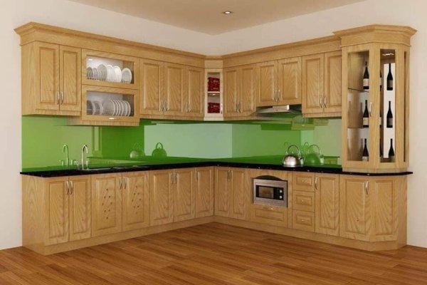 Tủ bếp gỗ sồi Nga mẫu mới 27