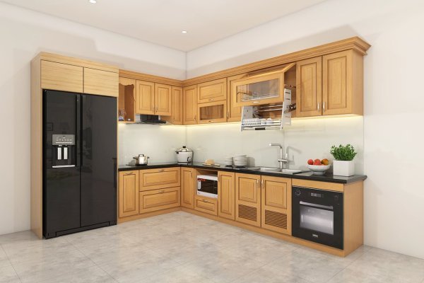 Tủ bếp gỗ sồi Nga mẫu mới 28