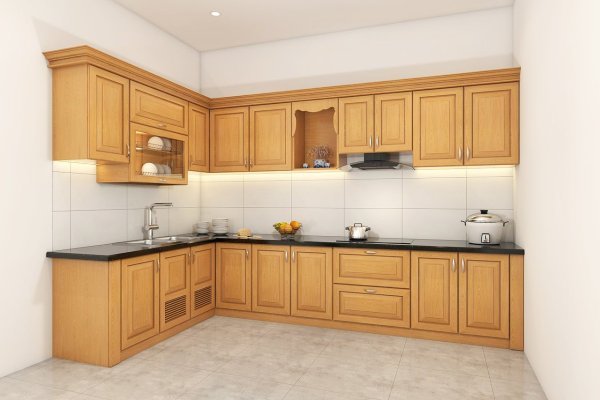 Tủ bếp gỗ sồi Nga mẫu mới 29